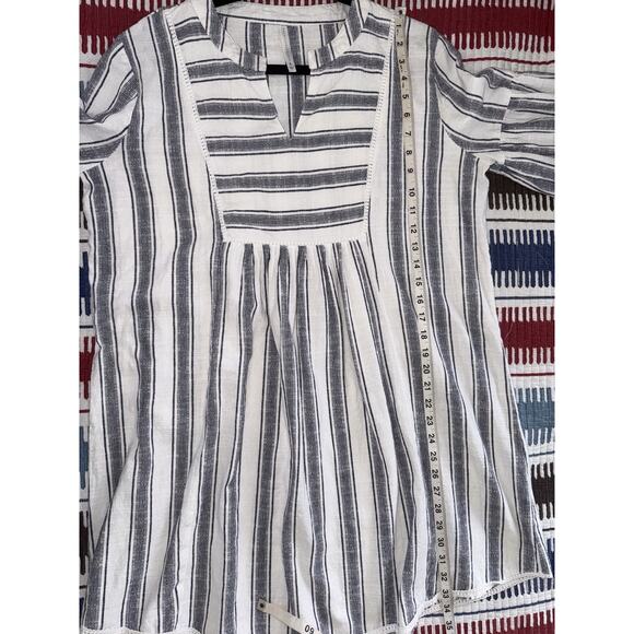 Rock Flower Paper Chambray Blue Striped Beach Club Resort Dress Sz L - Picture 5 of 7